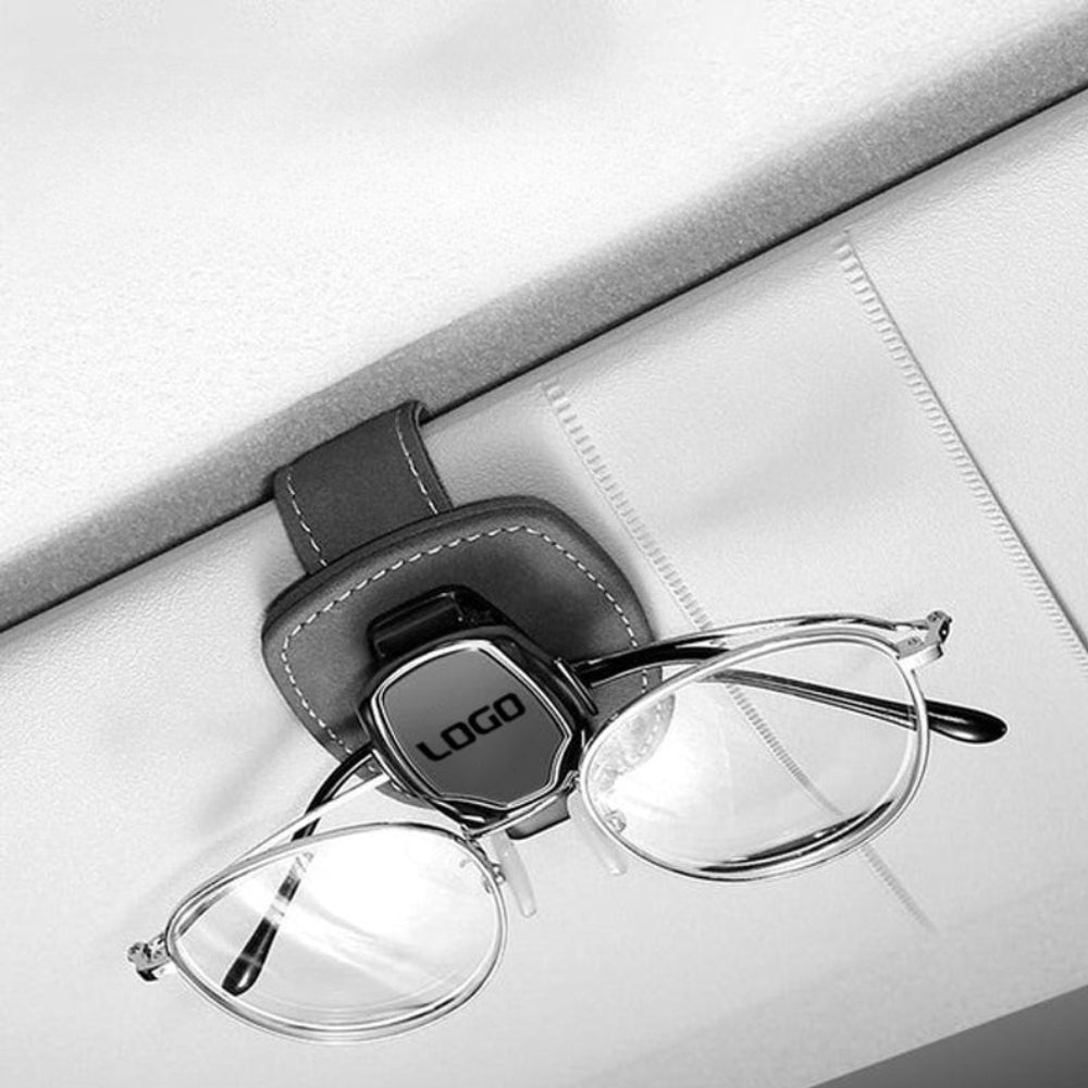 Clip à lunettes multifonctionnel en daim avec le logo de votre voiture