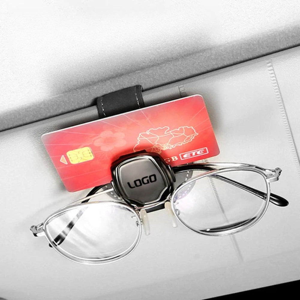 Clip à lunettes multifonctionnel en daim avec le logo de votre voiture